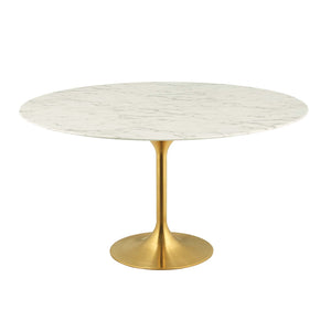 ModwayModway Lippa 60" Round Artificial Marble Dining Table EEI-3234 EEI-3234-GLD-WHI- BetterPatio.com