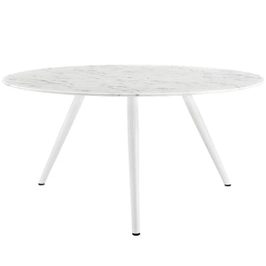 ModwayModway Lippa 60" Round Artificial Marble Dining Table with Tripod Base EEI-2527 EEI-2527-WHI- BetterPatio.com