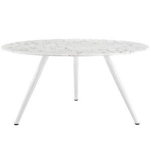 ModwayModway Lippa 60" Round Artificial Marble Dining Table with Tripod Base EEI-2527 EEI-2527-WHI- BetterPatio.com