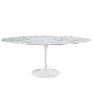 ModwayModway Lippa 78" Oval Artificial Marble Dining Table EEI-1659 EEI-1659-WHI- BetterPatio.com