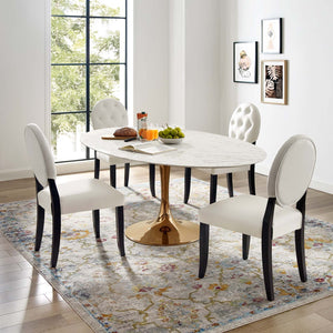 ModwayModway Lippa 78" Oval Artificial Marble Dining Table EEI-3261 EEI-3261-ROS-WHI- BetterPatio.com