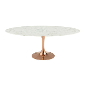 ModwayModway Lippa 78" Oval Artificial Marble Dining Table EEI-3261 EEI-3261-ROS-WHI- BetterPatio.com