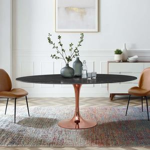 ModwayModway Lippa 78" Oval Artificial Marble Dining Table EEI-5288 EEI-5288-ROS-BLK- BetterPatio.com