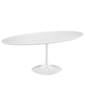 ModwayModway Lippa 78" Oval Wood Top Dining Table EEI-1657 EEI-1657-WHI- BetterPatio.com