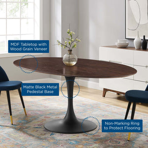 ModwayModway Lippa 78" Wood Oval Dining Table EEI-4888 EEI-4888-BLK-CHE- BetterPatio.com