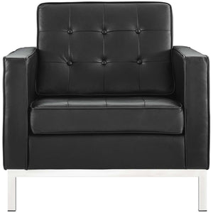 ModwayModway Loft 2 Piece Leather Armchair Set EEI-3103 EEI-3103-BLK-SET- BetterPatio.com