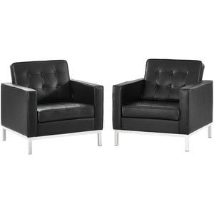 ModwayModway Loft 2 Piece Leather Armchair Set EEI-3103 EEI-3103-BLK-SET- BetterPatio.com