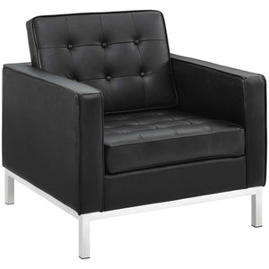 ModwayModway Loft 2 Piece Leather Armchair Set EEI-3103 EEI-3103-BLK-SET- BetterPatio.com