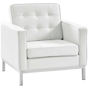 ModwayModway Loft 2 Piece Leather Armchair Set EEI-3103 EEI-3103-WHI-SET- BetterPatio.com