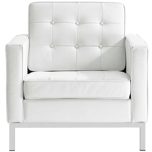 ModwayModway Loft 2 Piece Leather Armchair Set EEI-3103 EEI-3103-WHI-SET- BetterPatio.com