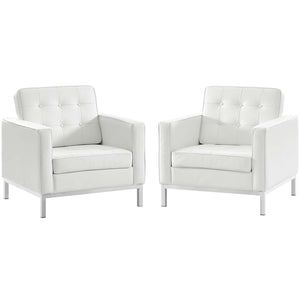 ModwayModway Loft 2 Piece Leather Armchair Set EEI-3103 EEI-3103-WHI-SET- BetterPatio.com