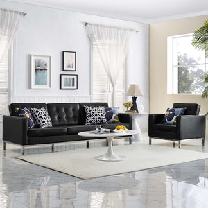 ModwayModway Loft 2 Piece Leather Sofa and Armchair Set EEI-3099 EEI-3099-BLK-SET- BetterPatio.com