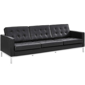 ModwayModway Loft 2 Piece Leather Sofa and Armchair Set EEI-3099 EEI-3099-BLK-SET- BetterPatio.com