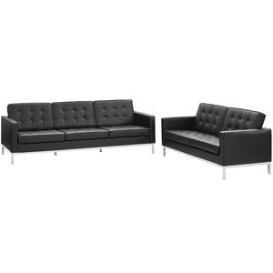 ModwayModway Loft 2 Piece Leather Sofa and Loveseat Set EEI-2987 EEI-2987-BLK-SET- BetterPatio.com