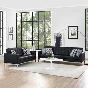 ModwayModway Loft 2 Piece Leather Sofa and Loveseat Set EEI-2987 EEI-2987-BLK-SET- BetterPatio.com