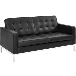 ModwayModway Loft 2 Piece Leather Sofa and Loveseat Set EEI-2987 EEI-2987-BLK-SET- BetterPatio.com