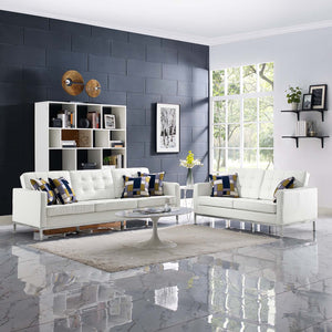 ModwayModway Loft 2 Piece Leather Sofa and Loveseat Set EEI-2987 EEI-2987-WHI-SET- BetterPatio.com