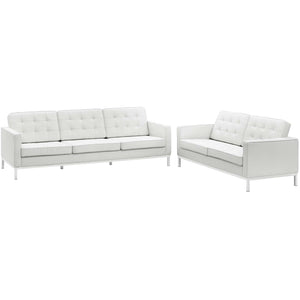 ModwayModway Loft 2 Piece Leather Sofa and Loveseat Set EEI-2987 EEI-2987-WHI-SET- BetterPatio.com