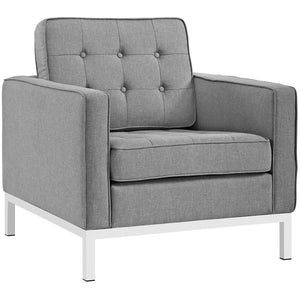 ModwayModway Loft 2 Piece Upholstered Fabric Sofa and Armchair Set EEI-2443 EEI-2443-LGR-SET- BetterPatio.com