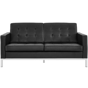 ModwayModway Loft 3 Piece Leather Sofa Loveseat and Armchair Set EEI-3101 EEI-3101-BLK-SET- BetterPatio.com