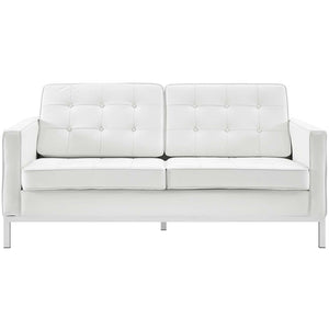 ModwayModway Loft 3 Piece Leather Sofa Loveseat and Armchair Set EEI-3101 EEI-3101-WHI-SET- BetterPatio.com