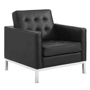 ModwayModway Loft 3 Piece Tufted Upholstered Faux Leather Set EEI-4103 EEI-4103-SLV-BLK-SET- BetterPatio.com