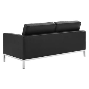 ModwayModway Loft 3 Piece Tufted Upholstered Faux Leather Set EEI-4103 EEI-4103-SLV-BLK-SET- BetterPatio.com