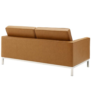 ModwayModway Loft 3 Piece Tufted Upholstered Faux Leather Set EEI-4103 EEI-4103-SLV-TAN-SET- BetterPatio.com