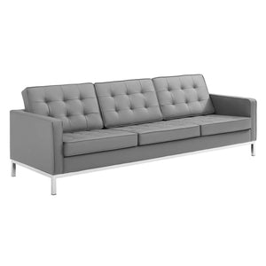 ModwayModway Loft 3 Piece Tufted Upholstered Faux Leather Set EEI-4105 EEI-4105-SLV-GRY-SET- BetterPatio.com