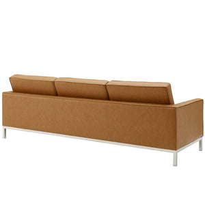 ModwayModway Loft 3 Piece Tufted Upholstered Faux Leather Set EEI-4105 EEI-4105-SLV-TAN-SET- BetterPatio.com