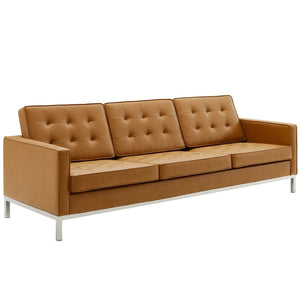 ModwayModway Loft 3 Piece Tufted Upholstered Faux Leather Set EEI-4105 EEI-4105-SLV-TAN-SET- BetterPatio.com