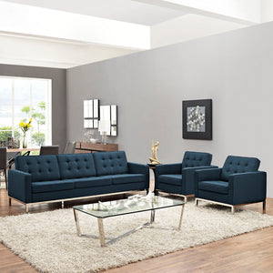 ModwayModway Loft 3 Piece Upholstered Fabric Sofa and Armchair Set EEI-2439 EEI-2439-AZU-SET- BetterPatio.com