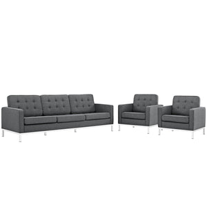 ModwayModway Loft 3 Piece Upholstered Fabric Sofa and Armchair Set EEI-2439 EEI-2439-DOR-SET- BetterPatio.com