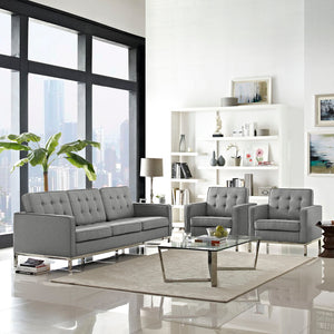 ModwayModway Loft 3 Piece Upholstered Fabric Sofa and Armchair Set EEI-2439 EEI-2439-LGR-SET- BetterPatio.com