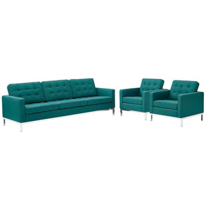 ModwayModway Loft 3 Piece Upholstered Fabric Sofa and Armchair Set EEI-2439 EEI-2439-TEA-SET- BetterPatio.com