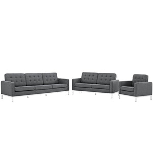 ModwayModway Loft 3 Piece Upholstered Fabric Sofa Loveseat and Armchair Set EEI-2441 EEI-2441-DOR-SET- BetterPatio.com