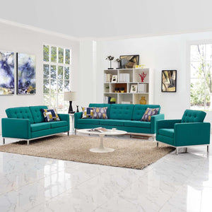 ModwayModway Loft 3 Piece Upholstered Fabric Sofa Loveseat and Armchair Set EEI-2441 EEI-2441-TEA-SET- BetterPatio.com