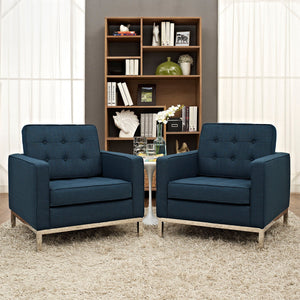 ModwayModway Loft Armchairs Upholstered Fabric Set of 2 EEI-2440 EEI-2440-AZU-SET- BetterPatio.com