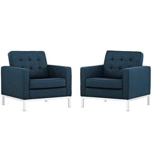 ModwayModway Loft Armchairs Upholstered Fabric Set of 2 EEI-2440 EEI-2440-AZU-SET- BetterPatio.com