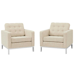 ModwayModway Loft Armchairs Upholstered Fabric Set of 2 EEI-2440 EEI-2440-BEI-SET- BetterPatio.com