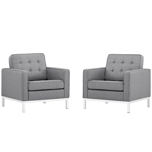 ModwayModway Loft Armchairs Upholstered Fabric Set of 2 EEI-2440 EEI-2440-LGR-SET- BetterPatio.com