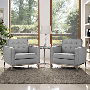 ModwayModway Loft Armchairs Upholstered Fabric Set of 2 EEI-2440 EEI-2440-LGR-SET- BetterPatio.com