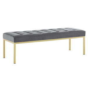 ModwayModway Loft Gold Stainless Steel Leg Large Performance Velvet Bench EEI-3399 EEI-3399-GLD-GRY- BetterPatio.com