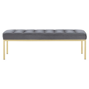 ModwayModway Loft Gold Stainless Steel Leg Large Performance Velvet Bench EEI-3399 EEI-3399-GLD-GRY- BetterPatio.com