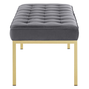 ModwayModway Loft Gold Stainless Steel Leg Large Performance Velvet Bench EEI-3399 EEI-3399-GLD-GRY- BetterPatio.com