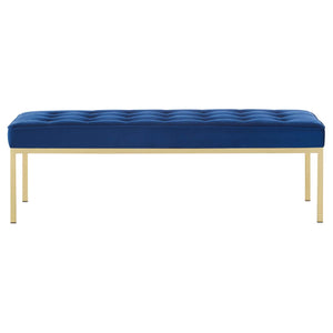 ModwayModway Loft Gold Stainless Steel Leg Large Performance Velvet Bench EEI-3399 EEI-3399-GLD-NAV- BetterPatio.com