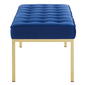 ModwayModway Loft Gold Stainless Steel Leg Large Performance Velvet Bench EEI-3399 EEI-3399-GLD-NAV- BetterPatio.com