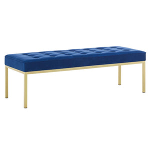 ModwayModway Loft Gold Stainless Steel Leg Large Performance Velvet Bench EEI-3399 EEI-3399-GLD-NAV- BetterPatio.com