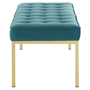 ModwayModway Loft Gold Stainless Steel Leg Large Performance Velvet Bench EEI-3399 EEI-3399-GLD-TEA- BetterPatio.com