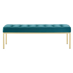 ModwayModway Loft Gold Stainless Steel Leg Large Performance Velvet Bench EEI-3399 EEI-3399-GLD-TEA- BetterPatio.com